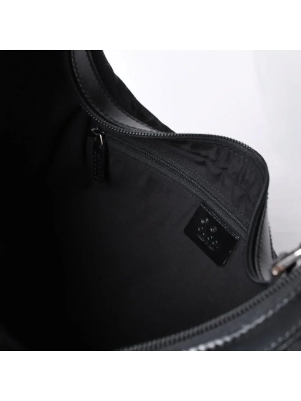 Gucci Hobo Handbag Canvas Sherry Line Black